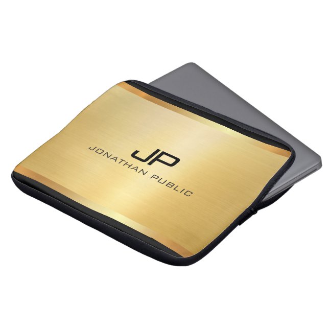 Trendy Elegant Modern Luxury Template Glamour Gold ラップトップスリーブ (正面上部)
