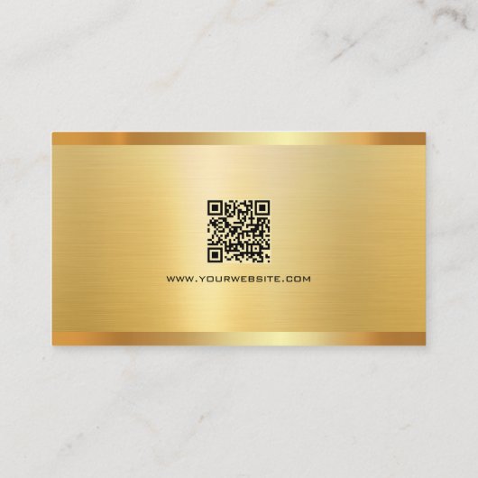 Trendy Elegant Modern QR Code Gold Luxury Silk 名刺 (裏面)
