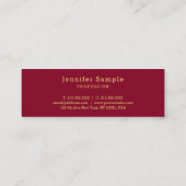 Trendy Elegant Modern Simple Design Gold Text スキニー名刺 (裏面)