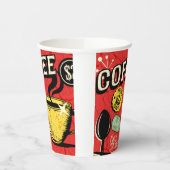 Trendy elegant rustic coffee lovers red  紙コップ (左)