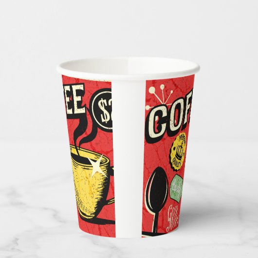 Trendy elegant rustic coffee lovers red  紙コップ (左)