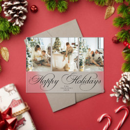 Trendy Elegant Script Photo Collage Christmas Card アクリル招待状