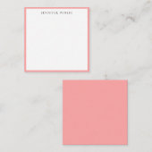 Trendy Elegant Simple Blush Pink & White Name ノートカード (正面/裏面)