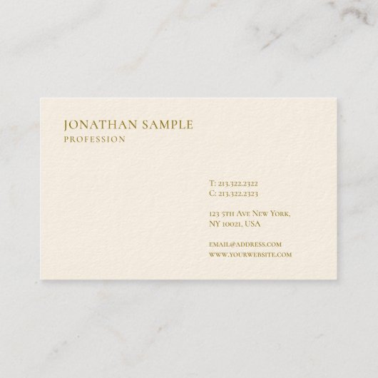 Trendy Elegant Simple Template Gold Text Deluxe 名刺 (裏面)