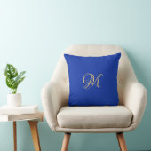 Trendy Elegant Solid Royal Blue Name Monogram クッション (椅子)