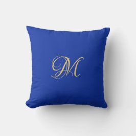 Trendy Elegant Solid Royal Blue Name Monogram クッション