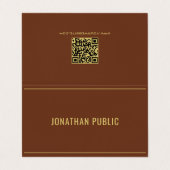 Trendy Elegant Template Folded Gold Text Brown 名刺 (外部フラット)