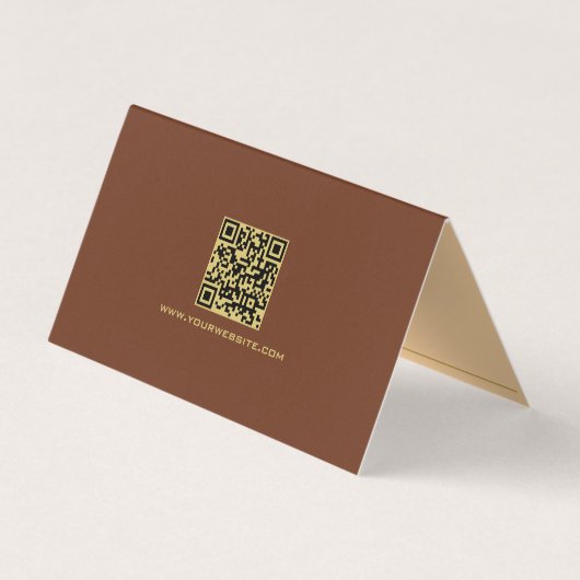 Trendy Elegant Template Folded Gold Text Brown 名刺 (裏面)
