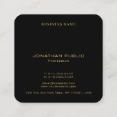 Trendy Elegant Template Monogram Black And Gold スクエア名刺 (裏面)