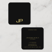 Trendy Elegant Template Monogram Black And Gold スクエア名刺 (正面/裏面)