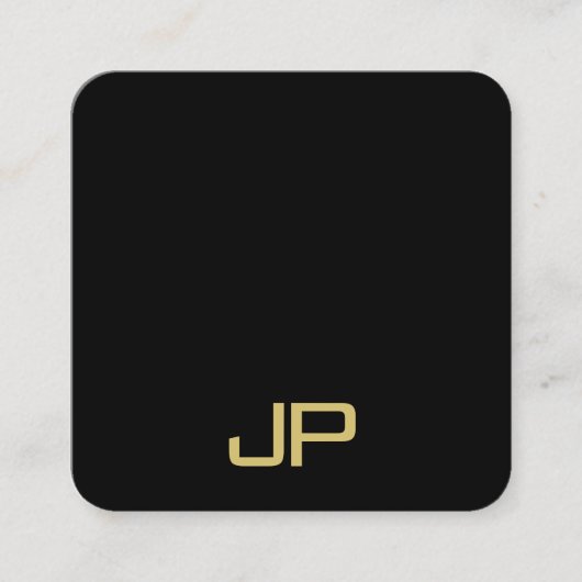 Trendy Elegant Template Monogram Black And Gold スクエア名刺 (正面)