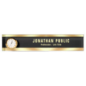 Trendy Elegant Template With Clock Luxurious デスクネームプレート (正面)