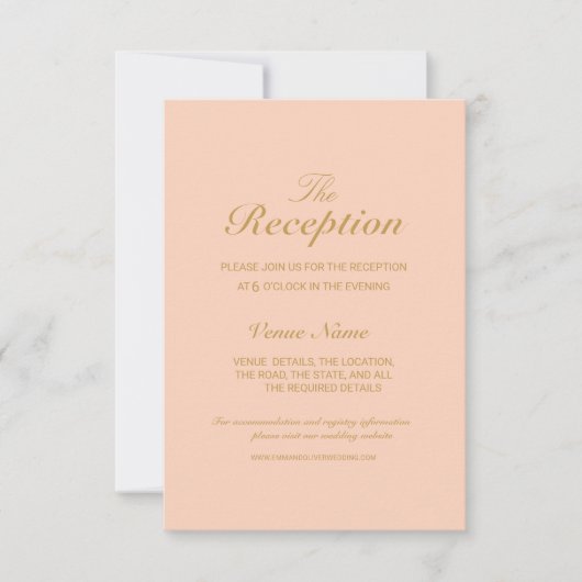 Trendy Elegant Wedding Reception Enclosure Card 出欠カード (正面)