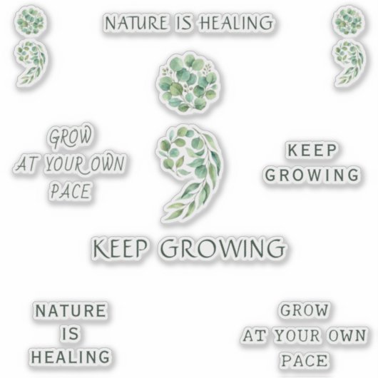 Trendy Encouraging Semicolon Positive Planner Pack シール (正面)