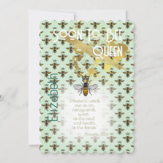 Trendy Faith Sea Green Bee Matrix Gold 招待状