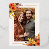 Trendy Fancy Initials Floral Fall Bouquets 箔招待状 (裏面)