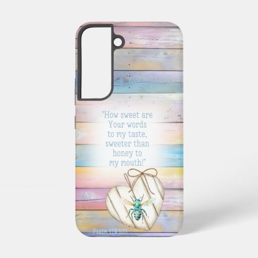 Trendy Faux Pastel Wood Heart Turquoise Bee Faith Samsung Galaxyケース (裏面)