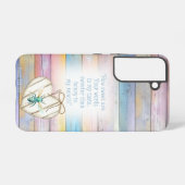 Trendy Faux Pastel Wood Heart Turquoise Bee Faith Samsung Galaxyケース (裏面横)