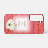 Trendy Faux Red Wood Heart Rainbow Bee Faith Samsung Galaxyケース (裏面横)