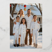 Trendy Foil Christmas Card Template Holiday White 箔シーズンカード (裏面)