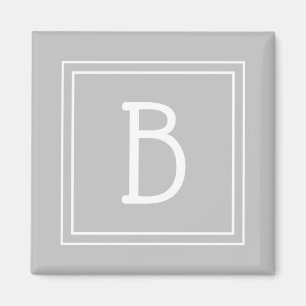 Trendy Framed Monogram Light Gray & White Initial マグネット