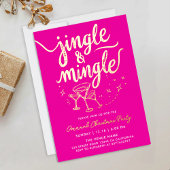 Trendy Fun Fuchsia Christmas Party Cocktail Script 箔招待状