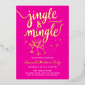 Trendy Fun Fuchsia Christmas Party Cocktail Script 箔招待状 (正面)