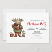 Trendy Funny Reindeer red green festive invite 招待状 (正面)