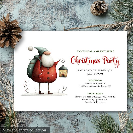 Trendy Funny Santa Christmas Celebration Invites 招待状