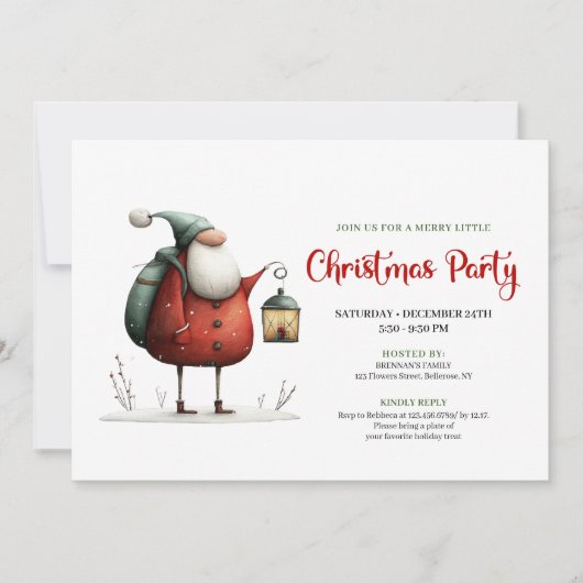Trendy Funny Santa Christmas Celebration Invites 招待状 (正面)