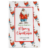 Trendy funny Santa Claus watercolor Christmas ミディアムペーパーバッグ (正面)