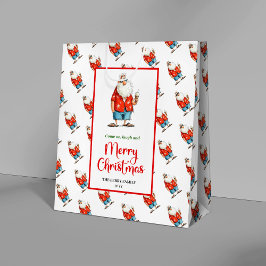 Trendy funny Santa Claus watercolor Christmas  ミディアムペーパーバッグ