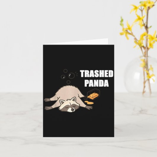 Trendy Funny Trashed Panda Drunk Raccoon Lovers Me カード (黄色い花)