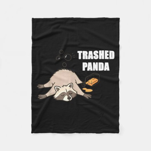 Trendy Funny Trashed Panda Drunk Raccoon Lovers Me フリースブランケット (正面)
