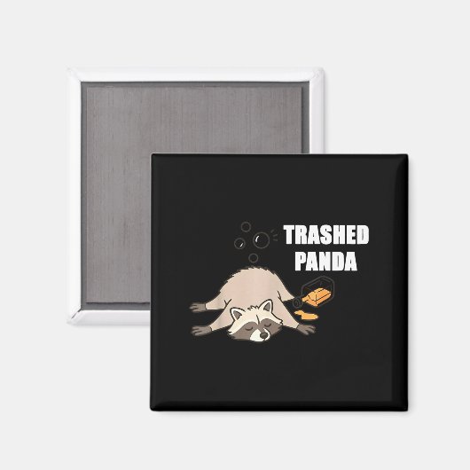 Trendy Funny Trashed Panda Drunk Raccoon Lovers Me マグネット (正面/裏面)