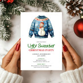 Trendy Funny Ugly Sweater Holiday Invitation 招待状