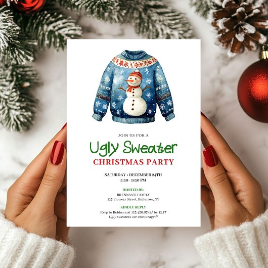 Trendy Funny Ugly Sweater Holiday Invitation 招待状