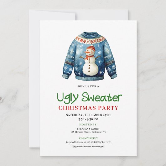 Trendy Funny Ugly Sweater Holiday Invitation 招待状 (正面)