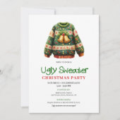 Trendy funny ugly sweater party invitation 招待状 (正面)