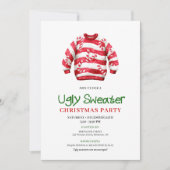 Trendy Funny Ugly Sweater Xmas Invite Design 招待状 (正面)