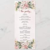 Trendy Garden Blush Pink Floral Eucalyptus Wedding プログラム (裏面)