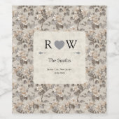 Trendy Gardenias Themed Boho Wedding ワインラベル (シングルラベル)