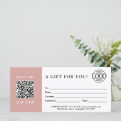 Trendy Gift Certificate | Business Logo & QR Code (スタンド正面)