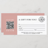 Trendy Gift Certificate | Business Logo & QR Code (正面/裏面)