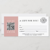 Trendy Gift Certificate | Business Logo & QR Code (正面)