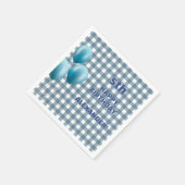 Trendy Gingham Blue 5th Birthday Personalized スタンダードカクテルナプキン (角)