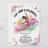 Trendy Girls Gymnast Gymnastics Birthday Party     招待状 (正面)