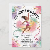 Trendy Girls Gymnast Gymnastics Birthday Party     招待状 (正面)