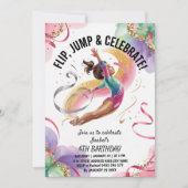 Trendy Girls Gymnast Gymnastics Birthday Party     招待状 (正面)