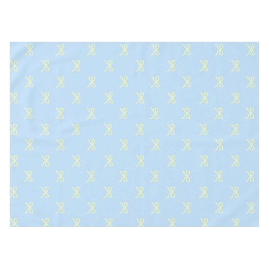 Trendy Girly Blue & Yellow Bow Pattern Spring テーブルクロス (正面(横))